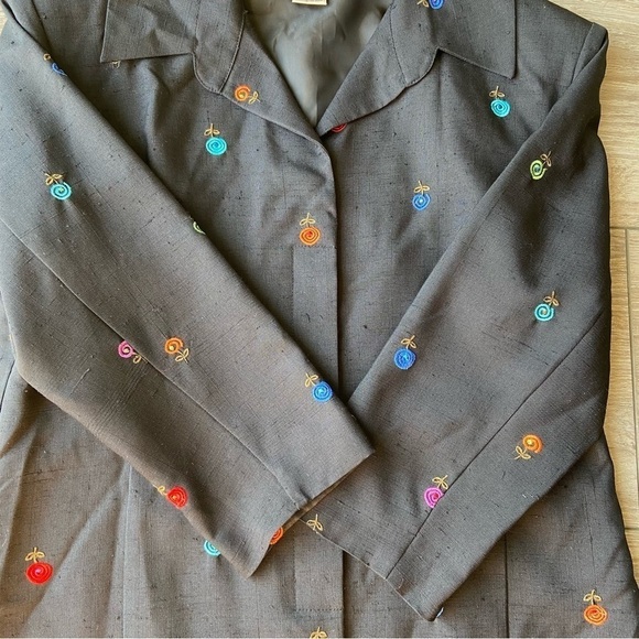 Vintage Peter Martin Pure Silk Floral Embroidered Blazer - Picture 12 of 16